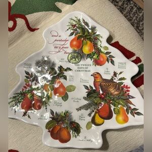 Melamine Christmas Tree Plate by Michel Design Works "Partridge in a Pear Tree"